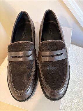 Simons Women's Dark Brown Haircalf Penny Loafers